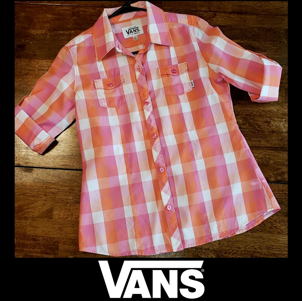 Vans Collared Plaid Button Down Top - image 1